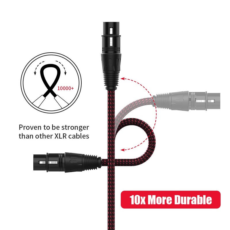 BIFALE XLR Cable 6ft 2Pack, Heavy Duty Nylon Braided XLR Microphone Cable Male to Female 3Pin Balanced Microphone Cable Compatible with Shure SM Microphone, Behringer, Speaker Systems - Image 4